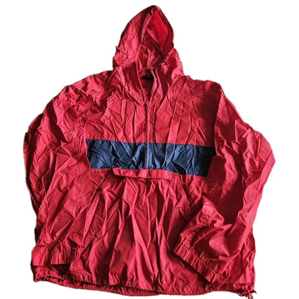 Vtg Woolrich Mens L Windbreaker Jacket Red Pullover Packable Nylon Outdoor Hike